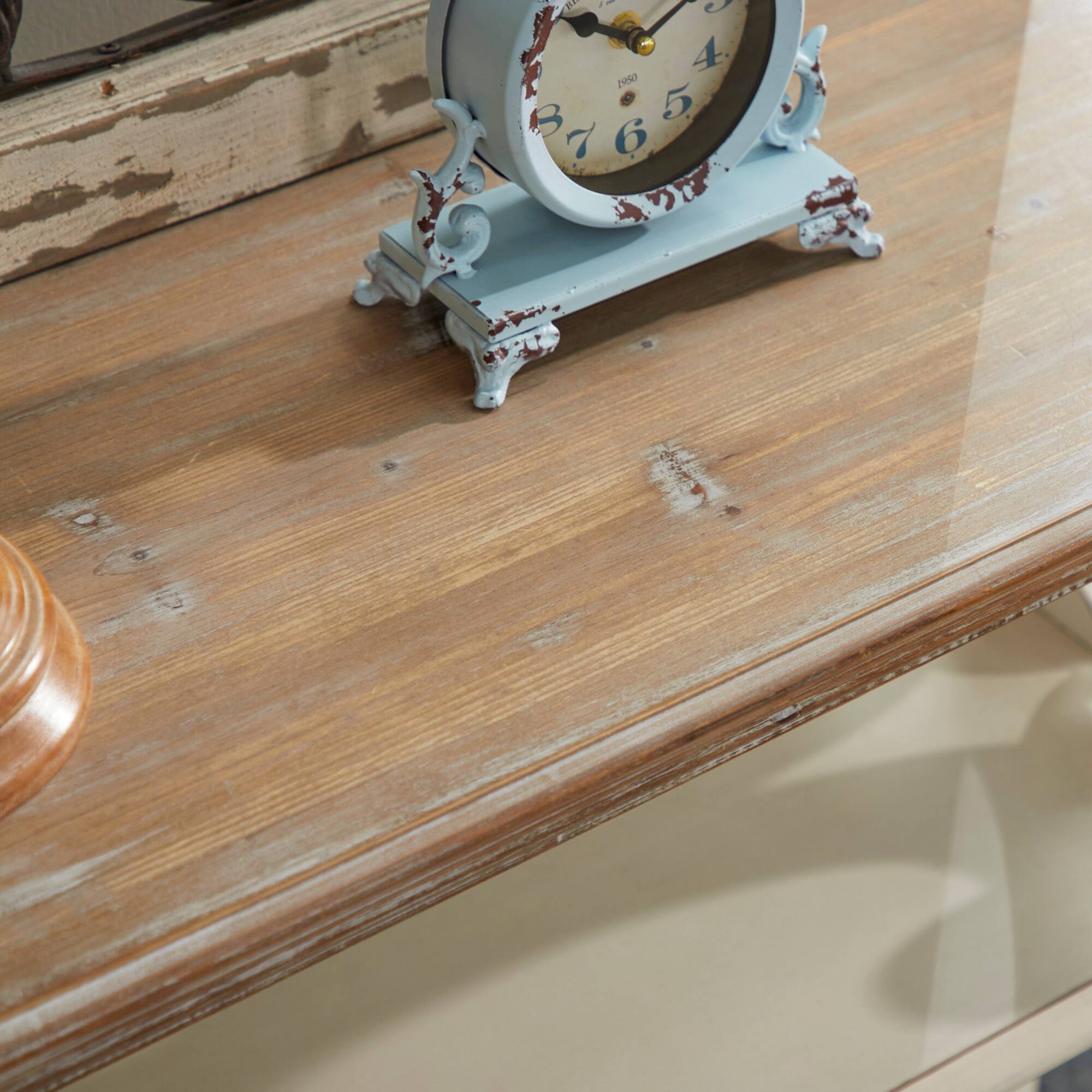 White Farmhouse Wood Console Table, 32" x 38"